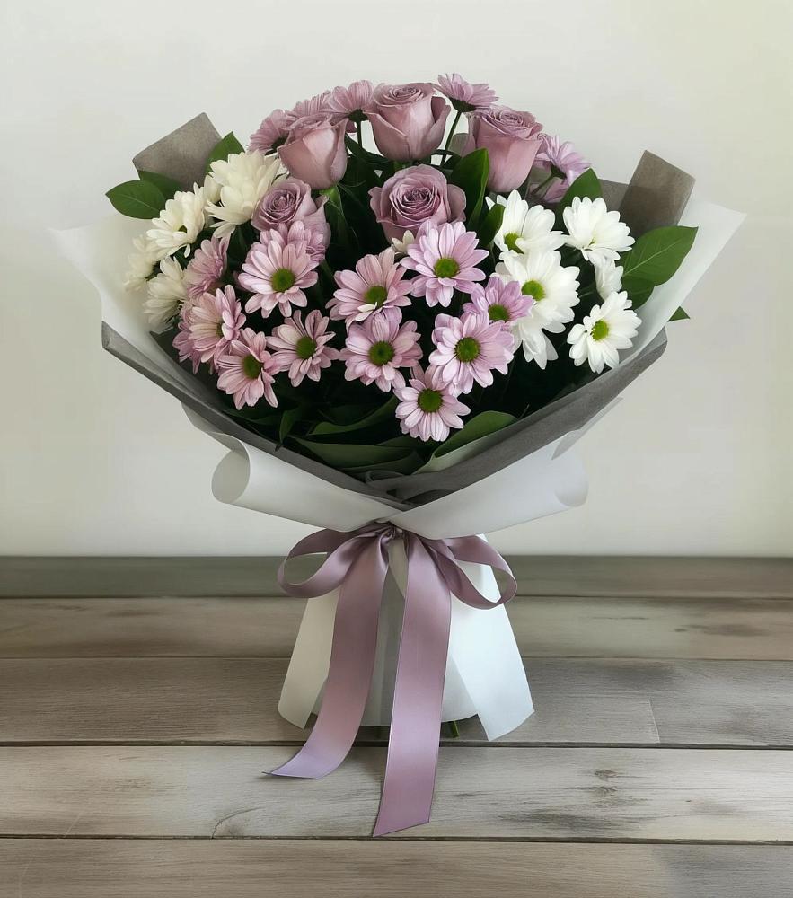 Букет цветов из: Хризантемы и Розы в Левокумском