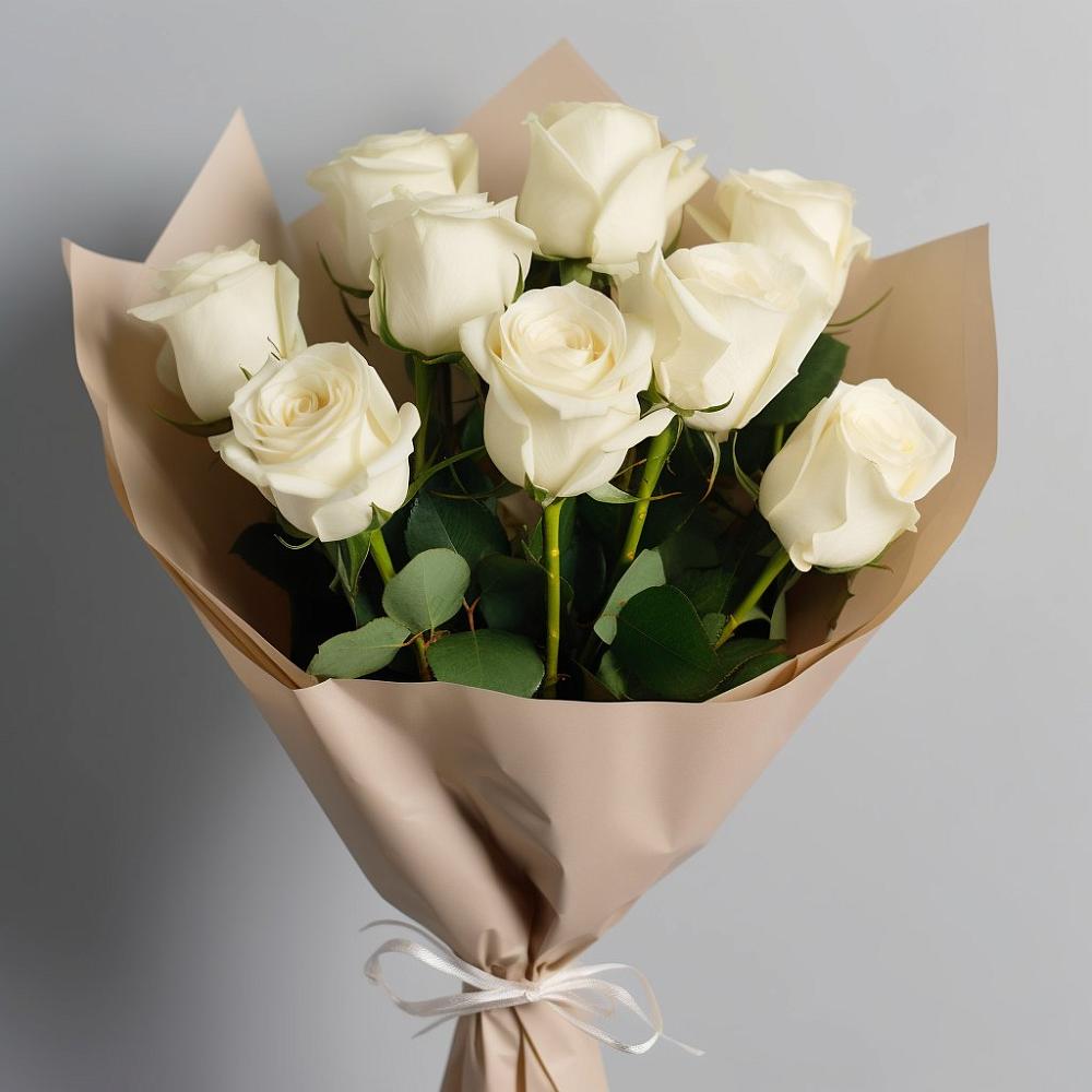 Букет 9 Белых роз Эдлесс Лав в Левокумском